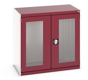 40021231.** cubio cupboard with window doors. WxDxH: 1050x650x1000mm. RAL 7035/5010 or selected